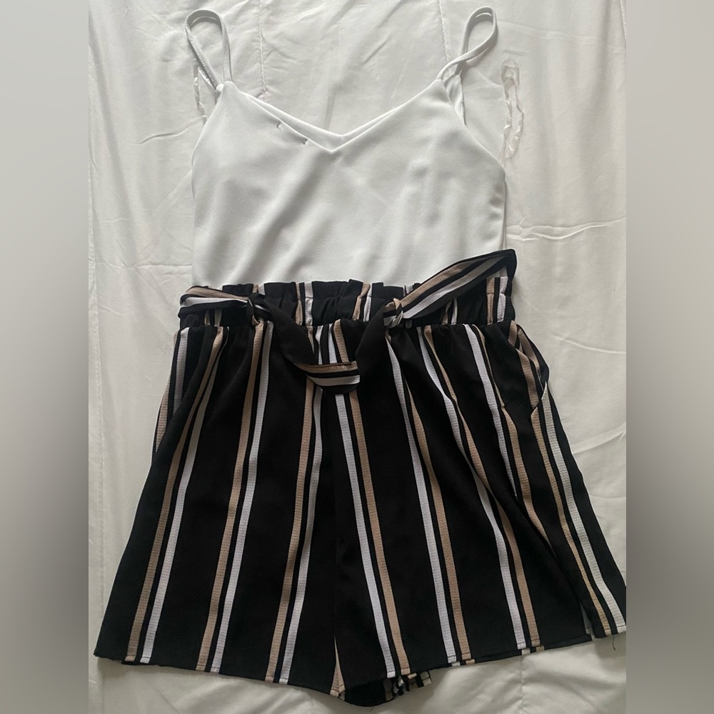 Stripped short romper